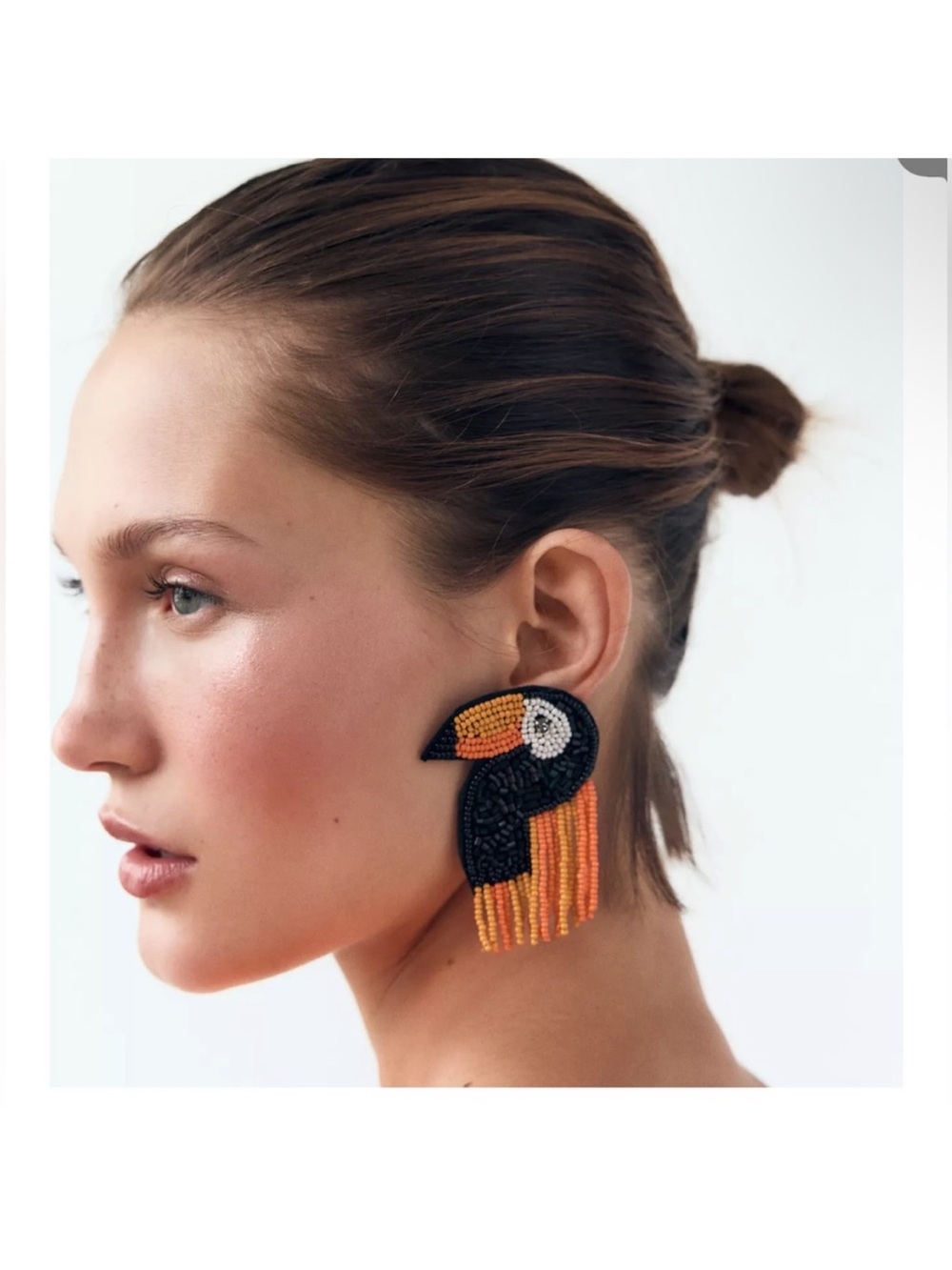 Zara Beaded Toucan Drop Earrings